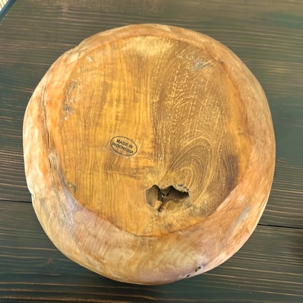 Large Raw Teak Root Wood Bowl, Made In Indonesia. - Picture 8 of 11